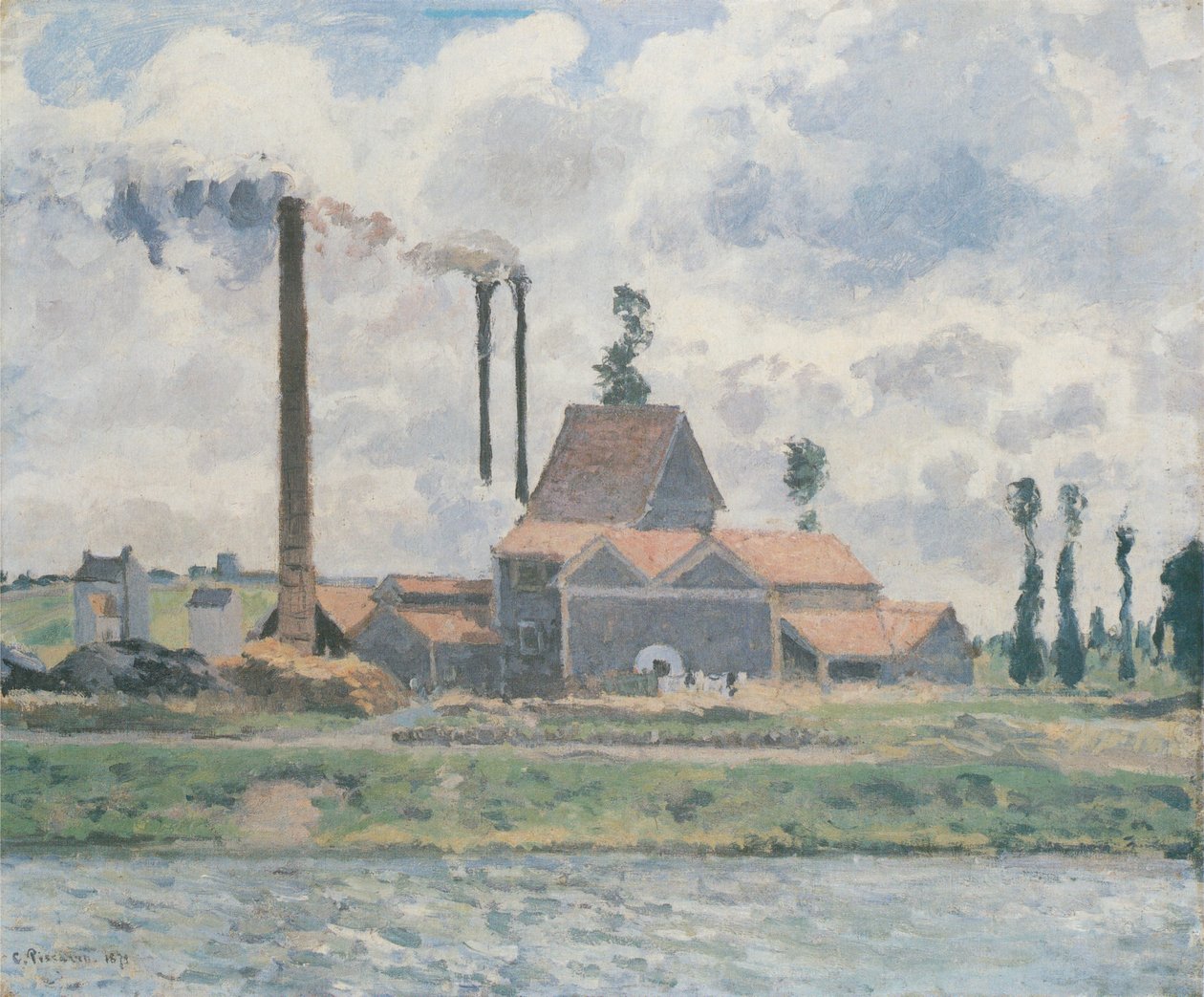 Továrna poblíž Pontoise od Camille Jacob Pissarro