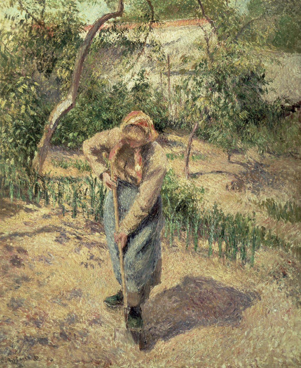Žena kopající v sadu, 1882 od Camille Jacob Pissarro