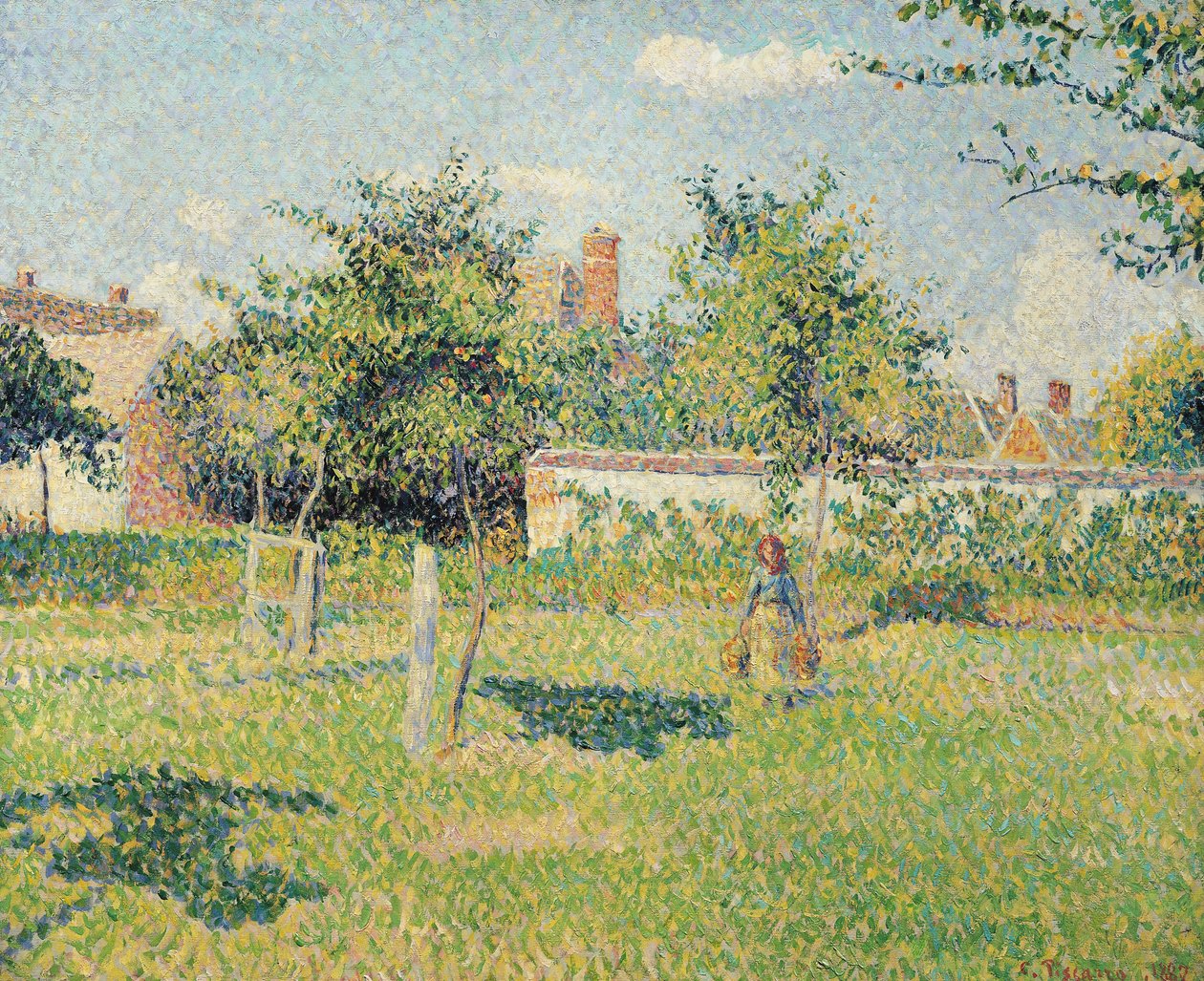 Žena na louce v Eragny, jaro, 1887 od Camille Jacob Pissarro