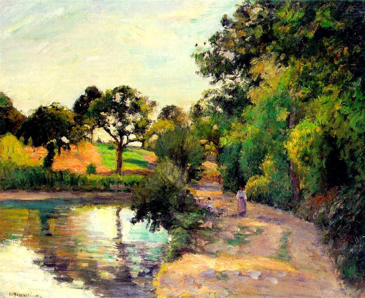 Rybník v Montfoucault, 1874 od Camille Jacob Pissarro