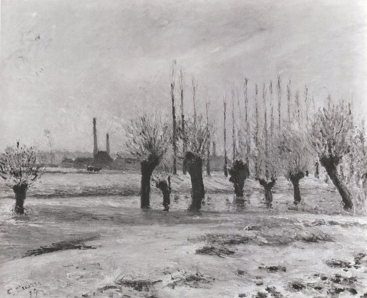 Břehy Oise v Pontoise, Vliv sněhu od Camille Jacob Pissarro