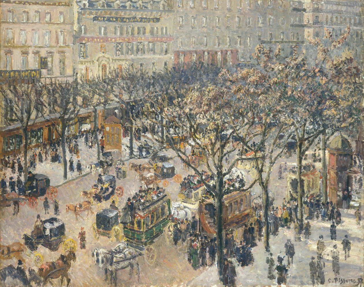 Boulevard des Italiens, ráno, sluneční světlo, 1897 od Camille Jacob Pissarro