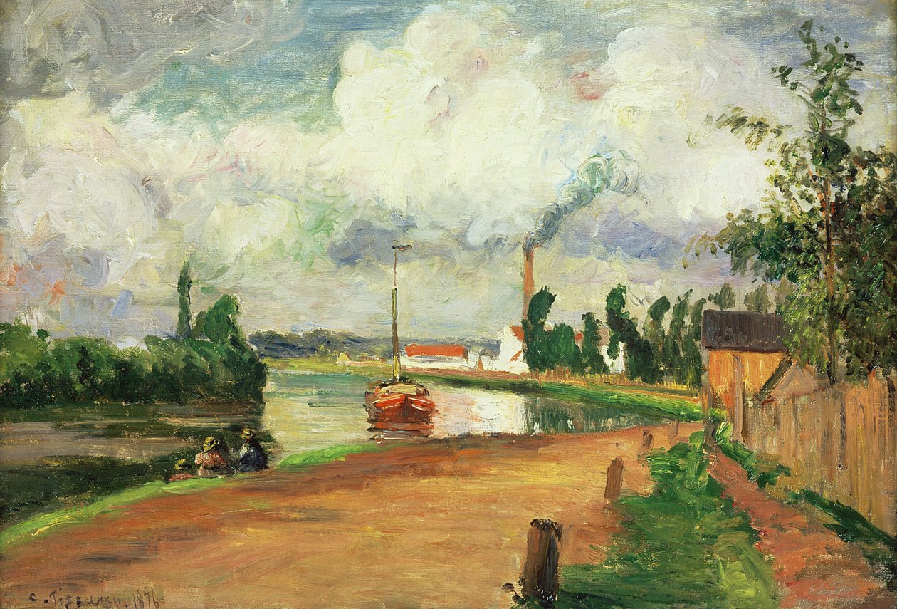 Rybáři na břehu Oise, 1876 od Camille Jacob Pissarro