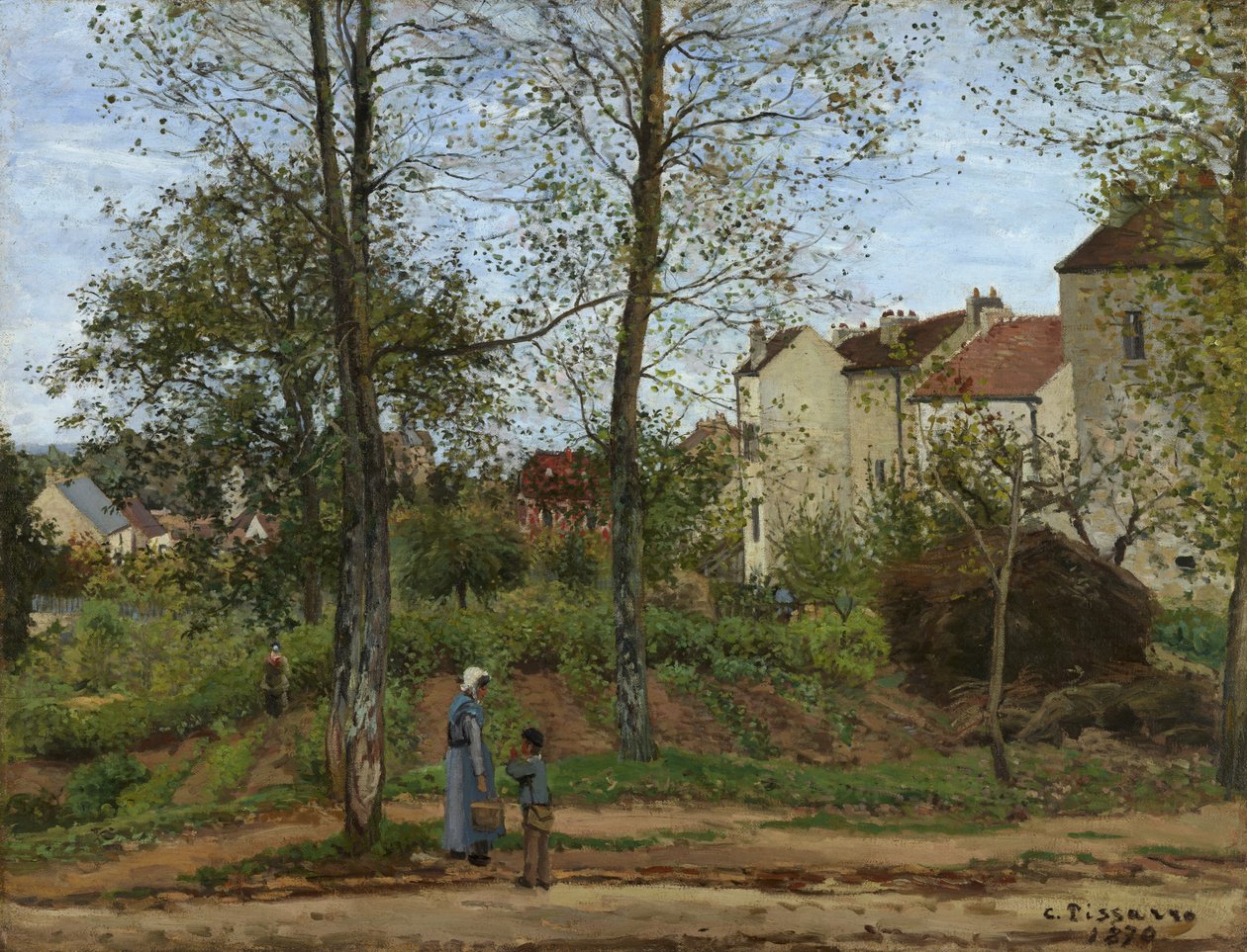 Domy v Bougivalu od Camille Jacob Pissarro
