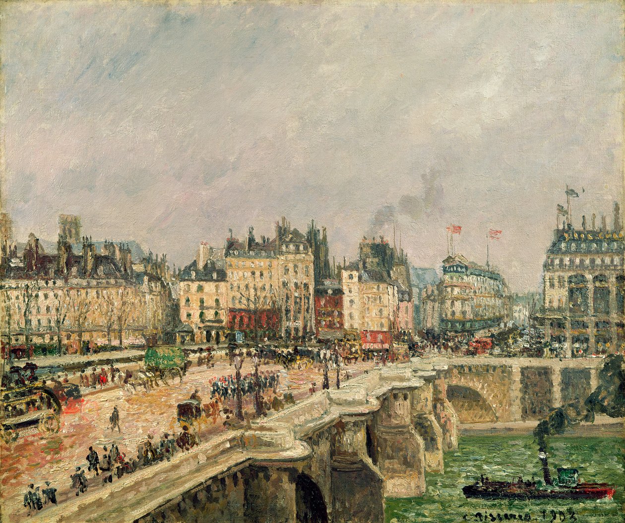Pont Neuf, Efekt deště, 1903 od Camille Jacob Pissarro