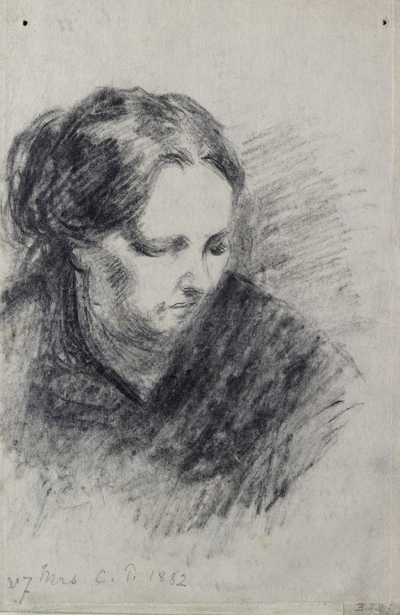 Portrét Madame Pissarro, 1882 (černá křída) od Camille Jacob Pissarro
