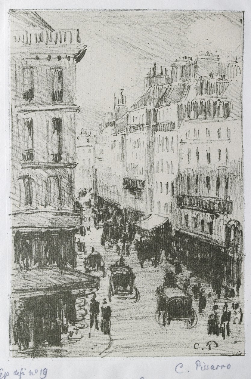 Rue Saint-Lazare, Paříž, 1897 (litografie na zinku) od Camille Jacob Pissarro