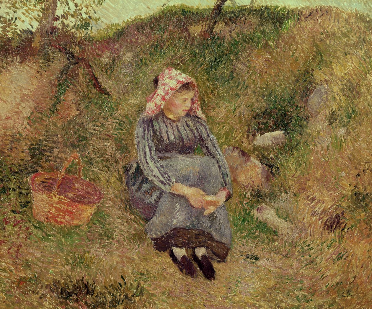 Sedící rolnická dívka, 1883 od Camille Jacob Pissarro