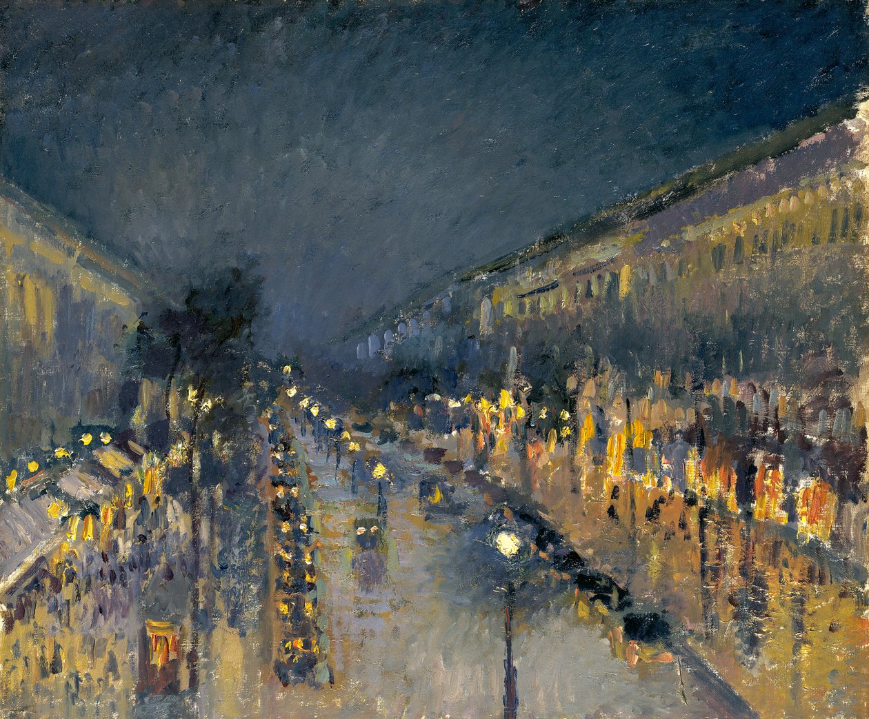 Boulevard Montmartre v noci, 1897 od Camille Jacob Pissarro