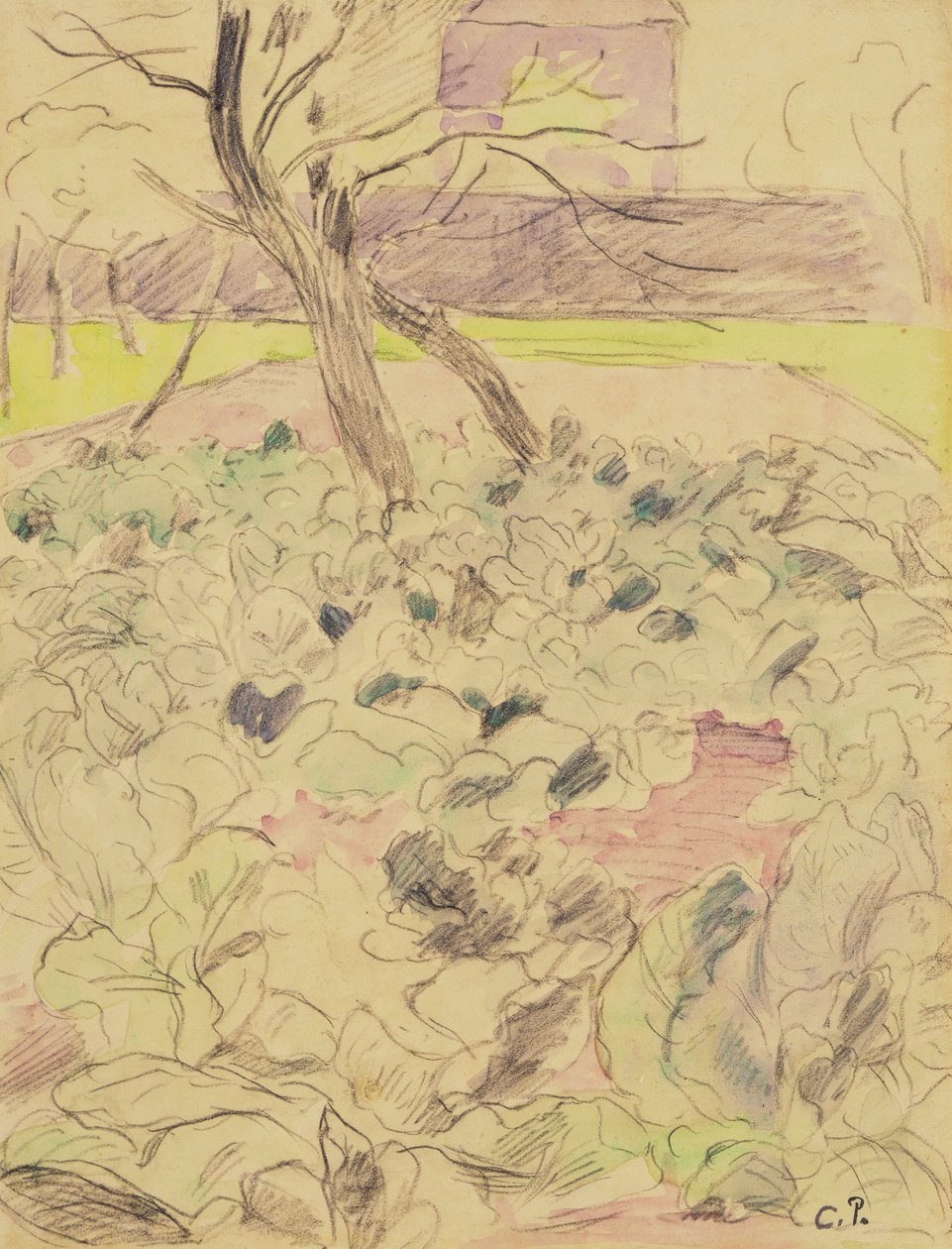 Zelná Field, c.1880 (tužka und wc na papíře) od Camille Jacob Pissarro