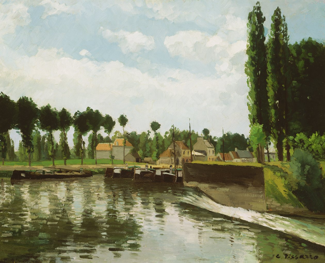 Zdymadlo v Pontoise, 1869-70 od Camille Jacob Pissarro