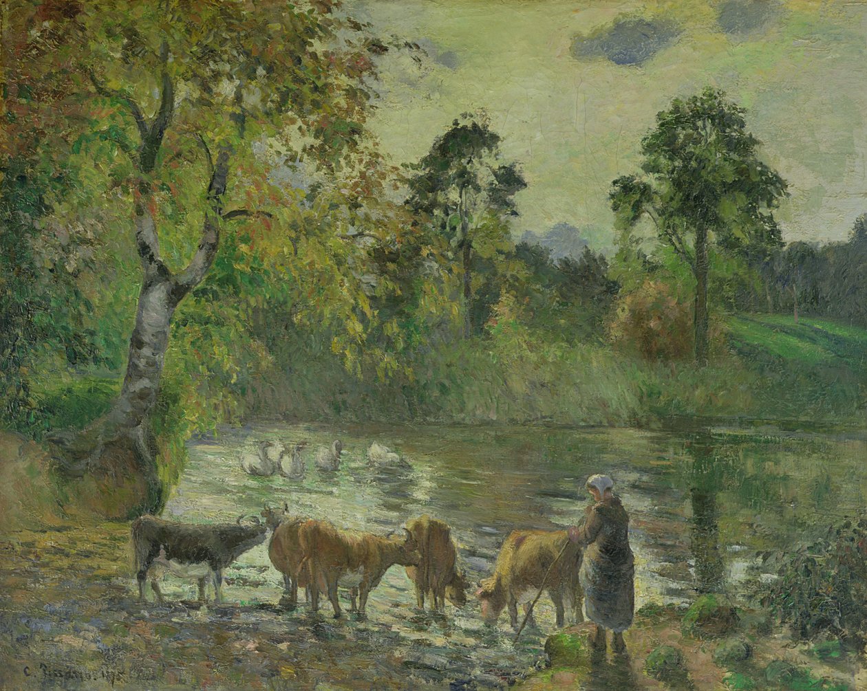 Rybník v Montfoucault, 1875 od Camille Jacob Pissarro