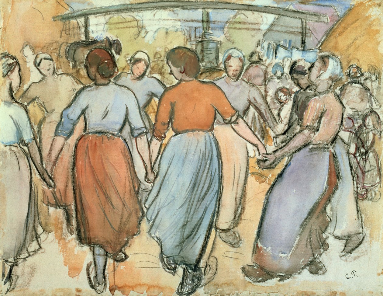 The Round, kolem roku 1884 od Camille Jacob Pissarro