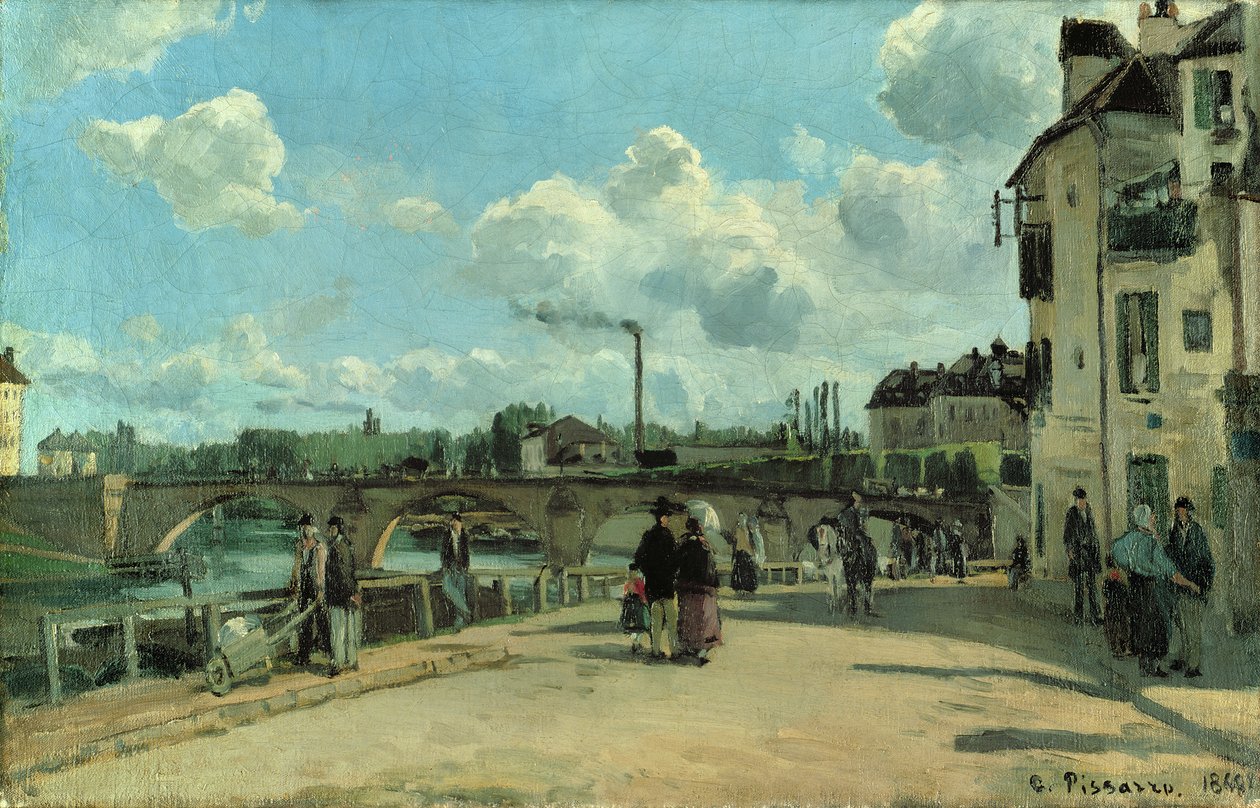 Pohled na Pontoise: Quai au Pothuis, 1868 od Camille Jacob Pissarro