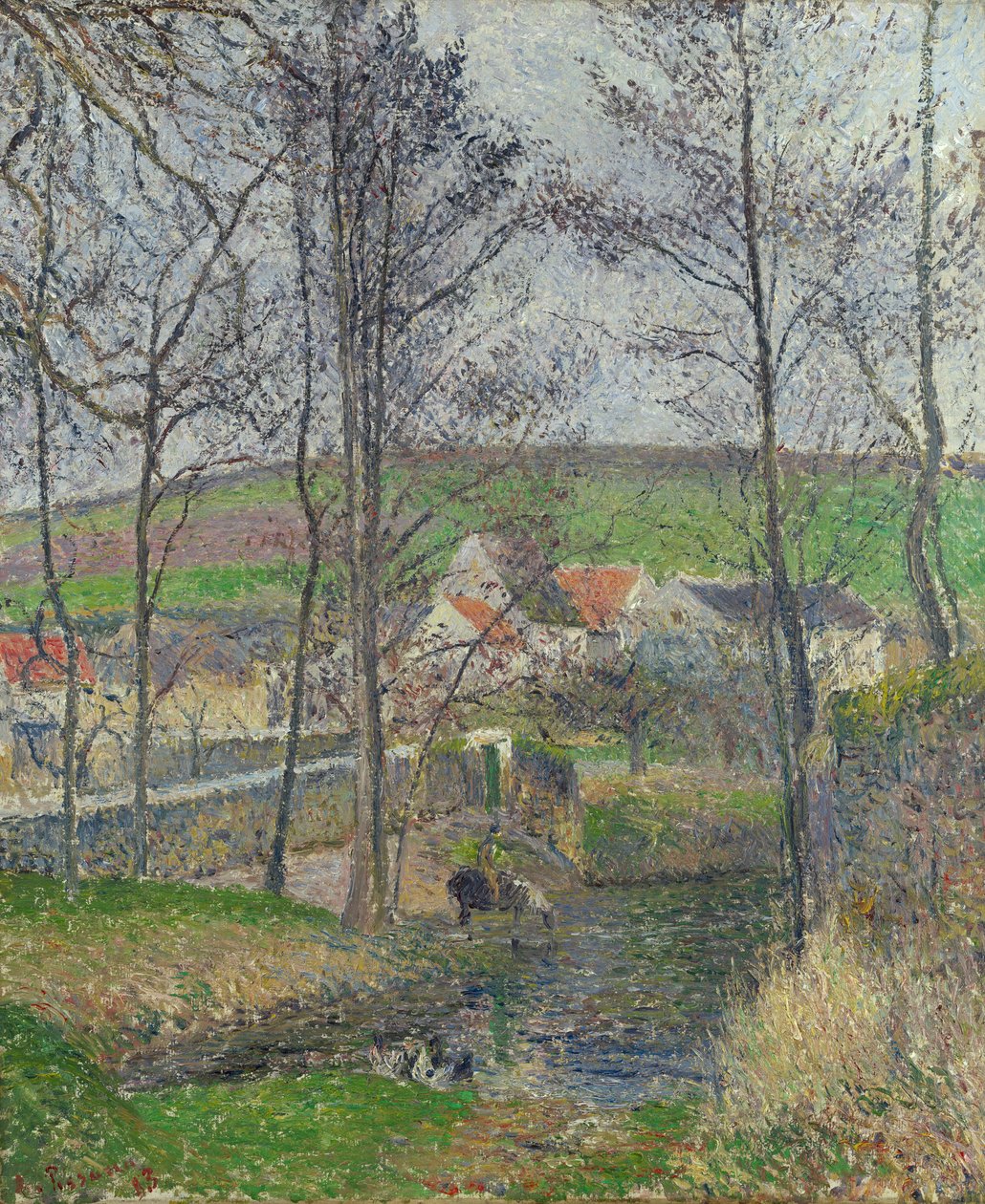 Břehy Viosne u Osny v šedém počasí, zima od Camille Jacob Pissarro