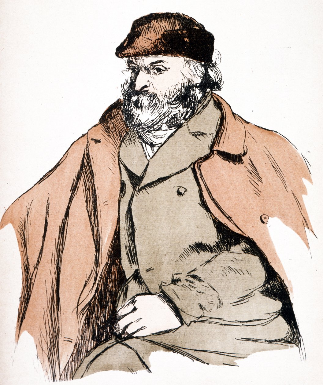 Ilustrační portrét Paula Cezanna (1839 - 1906), francouzského umělce a postimpresionistického malíře. (rytina) od Camille (after) Pissarro