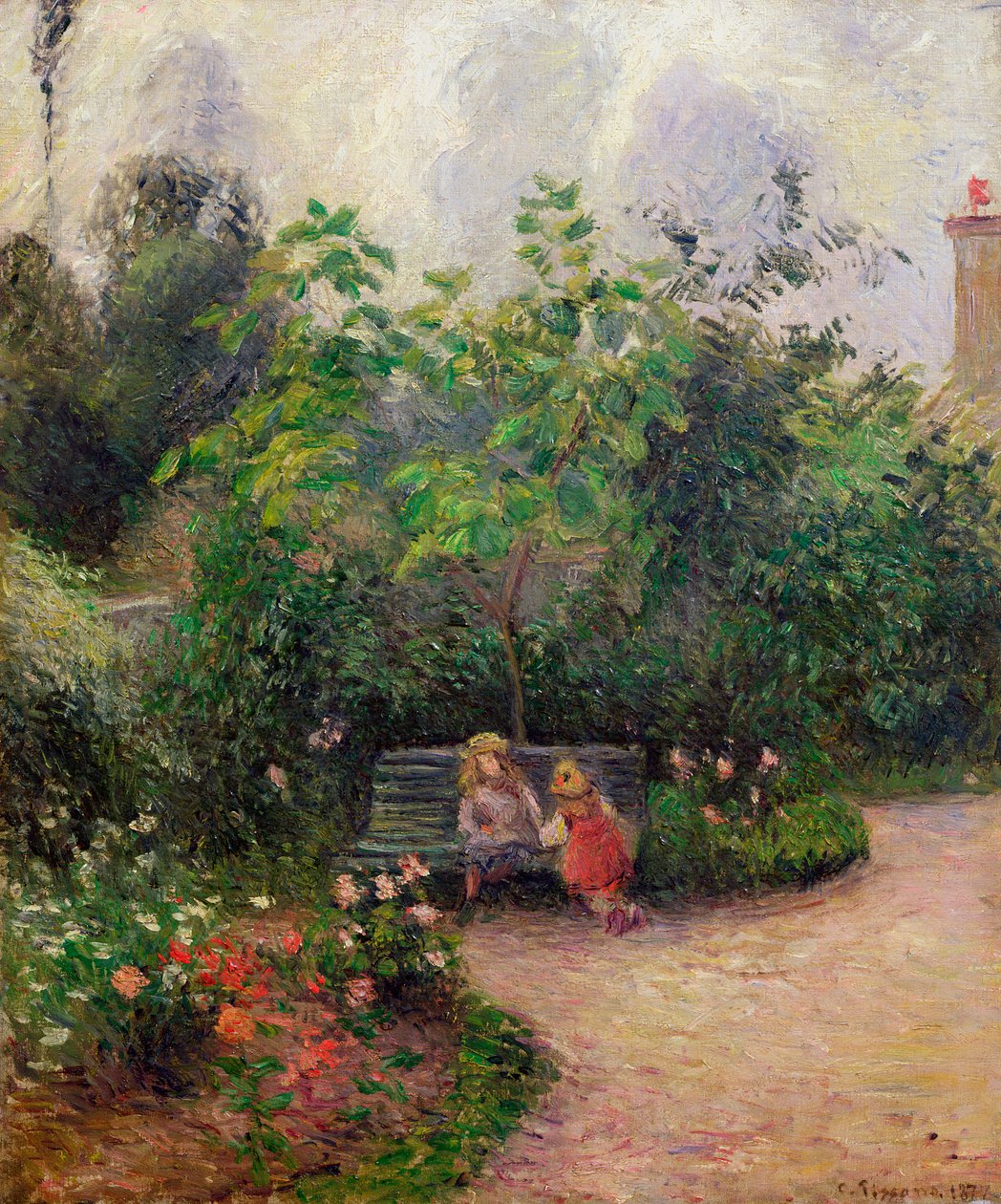 Roh zahrady v Ermitáži, Pontoise, 1877 od Camille Jacob Pissarro