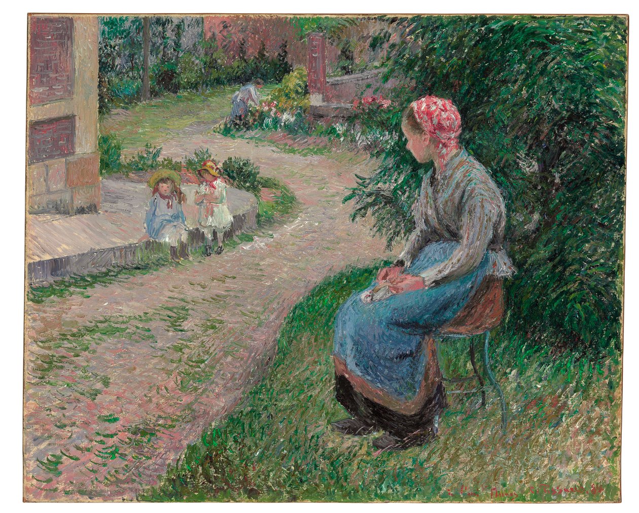 Sluha sedící v zahradě v Eragny, 1884 od Camille Jacob Pissarro