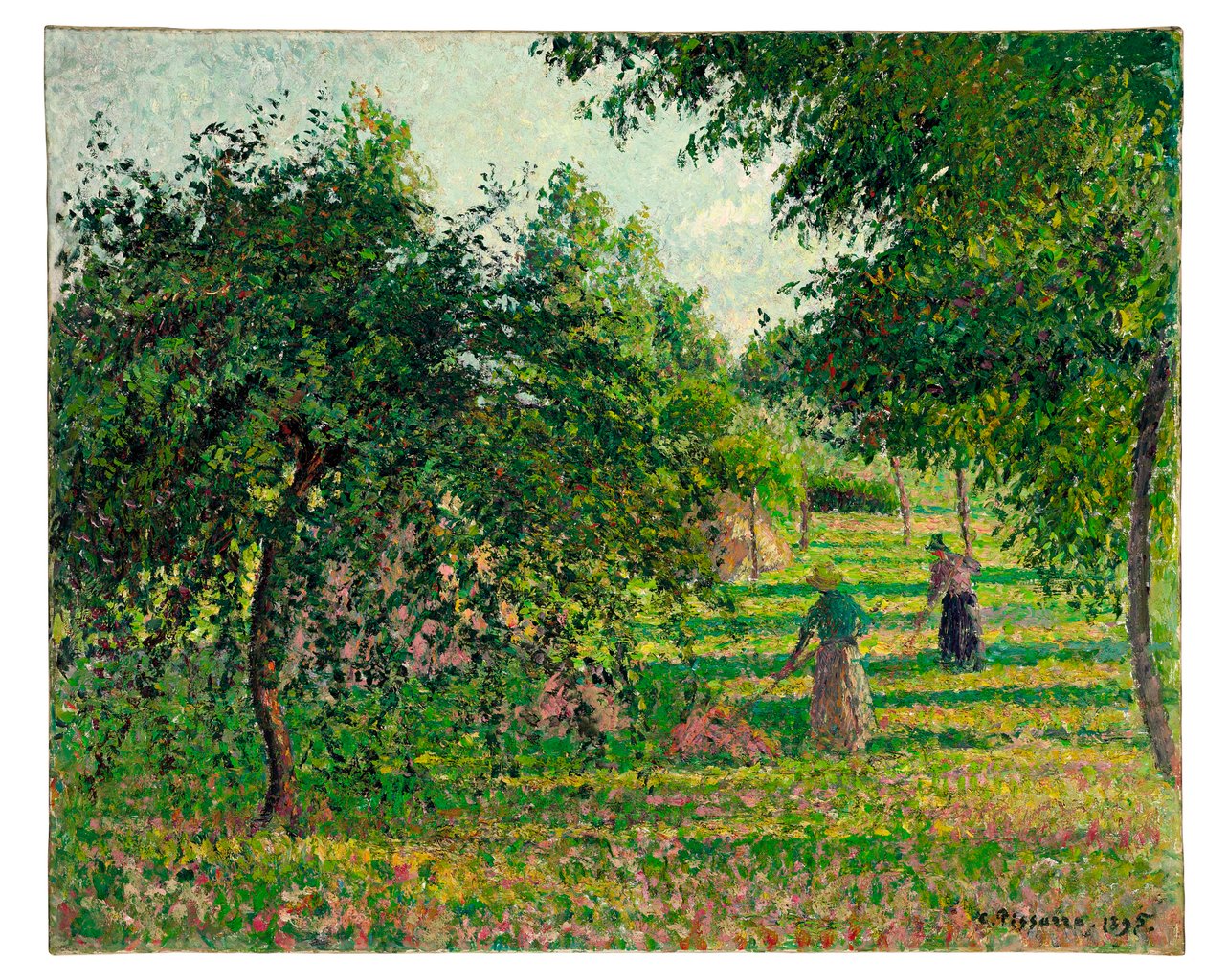 Jabloně a výrobci sena v Eragny, 1895 od Camille Jacob Pissarro