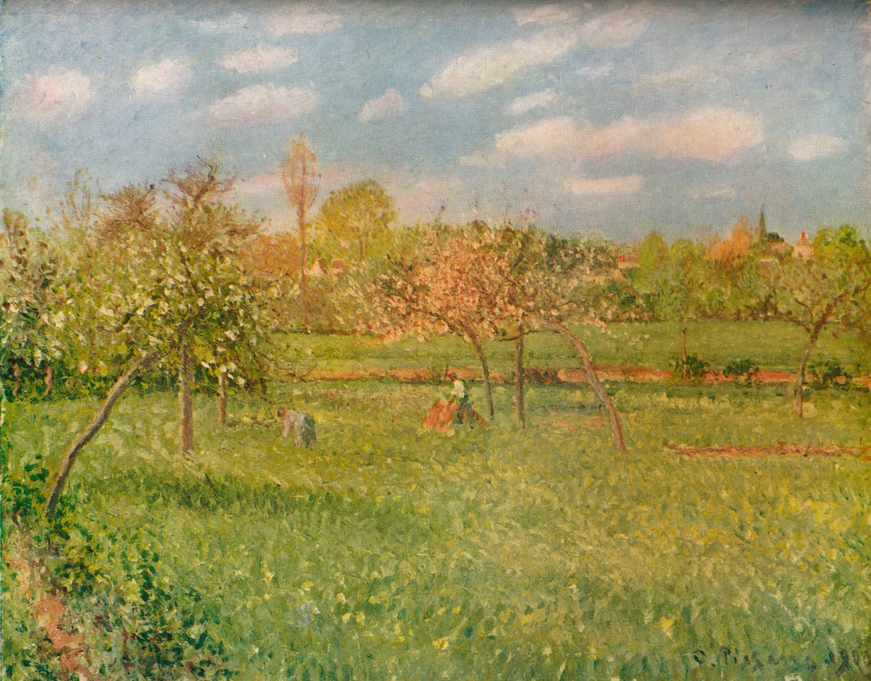 Jabloně v Eragny, ranní slunce, c1896 od Camille Jacob Pissarro