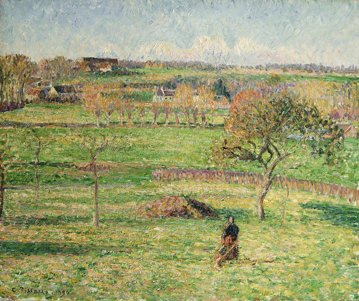 Bazincourt Prairie, podzim; Prairies de Bazincourt, Automne, 1894 od Camille Jacob Pissarro