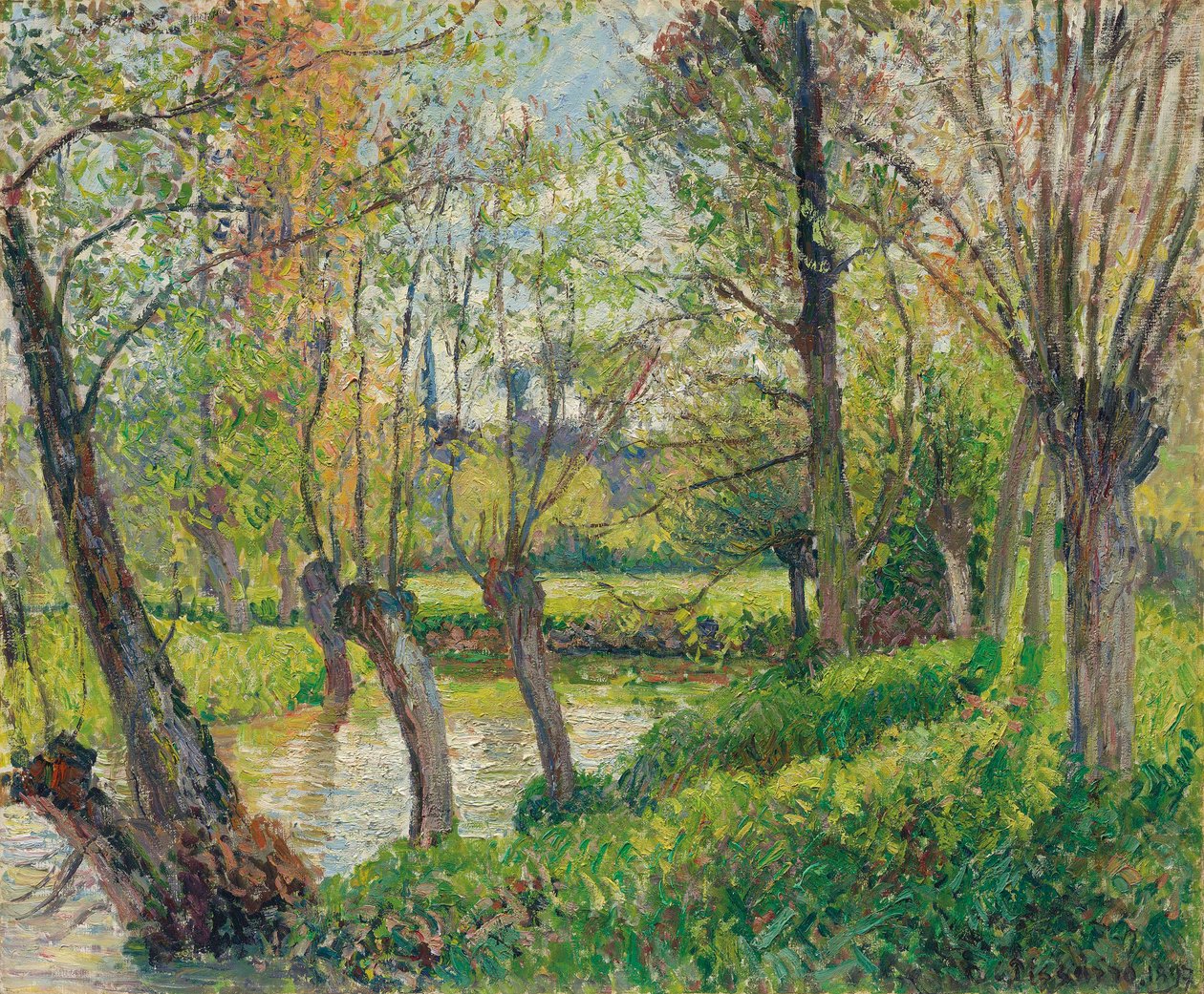 Banks of the Epte v Éragny, zapadající slunce, 1897. od Camille Jacob Pissarro
