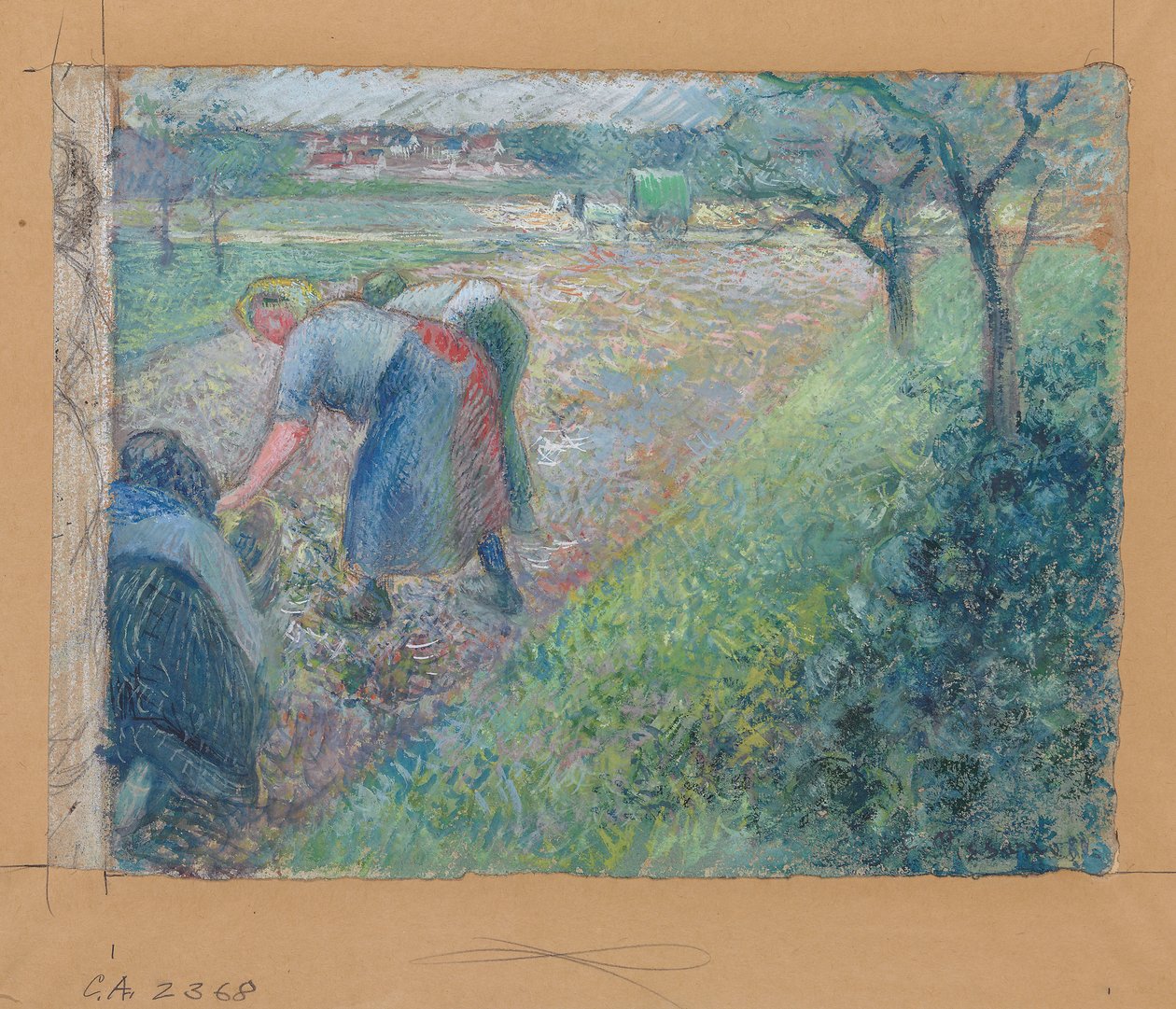 Terénní pracovníci, Pontoise; Terénní pracovníci, Pontoise, 1880 od Camille Jacob Pissarro