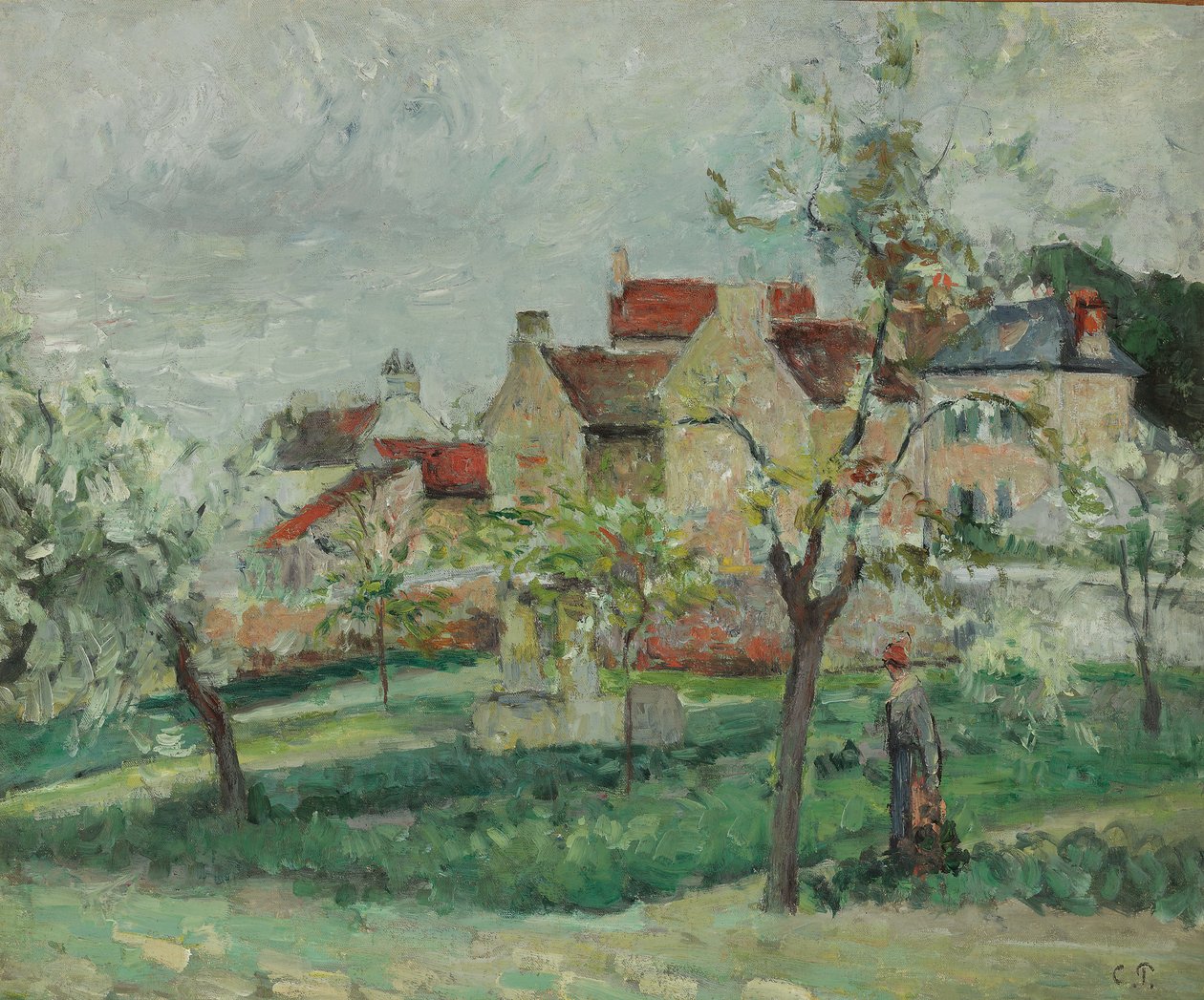 Kvetoucí Plum Tress, Pontoise; Švestky v květu, Pontoise, c.1876 od Camille Jacob Pissarro