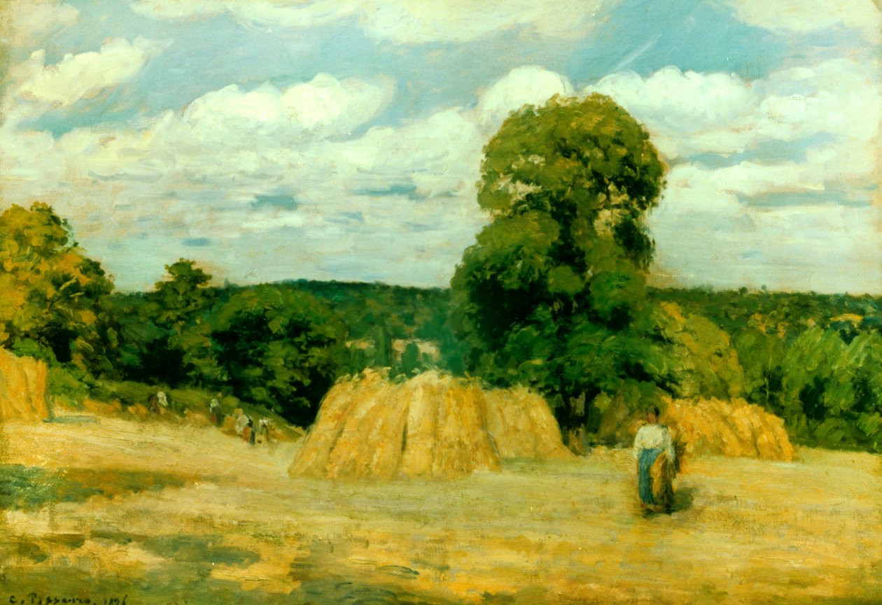 Sklizeň v Montfoucault, 1876 od Camille Jacob Pissarro