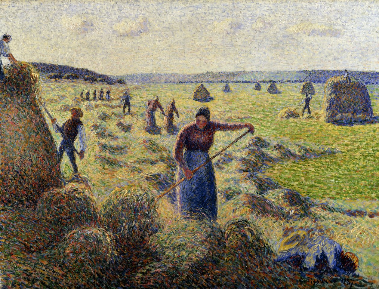 Sklizeň sena, Eragny; Sklizeň sena, Eragny, kolem roku 1887 od Camille Jacob Pissarro