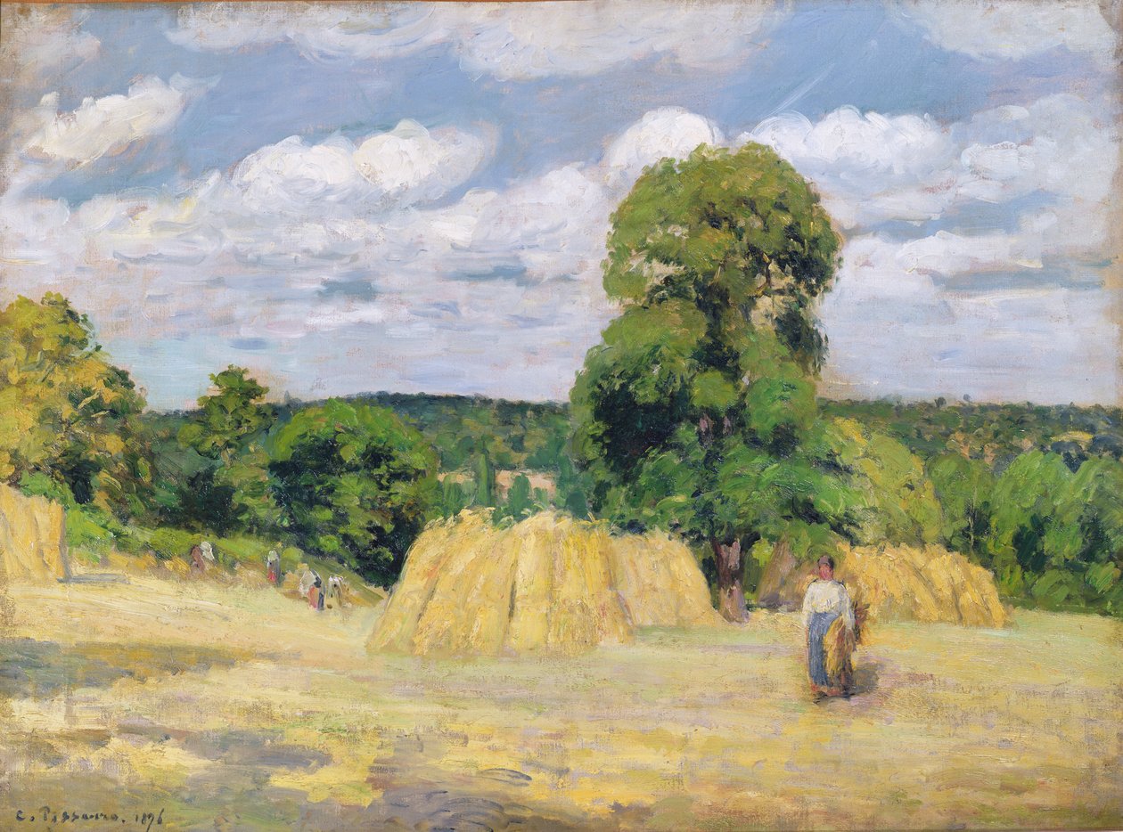 Sklizeň v Montfoucault, 1876 od Camille Jacob Pissarro