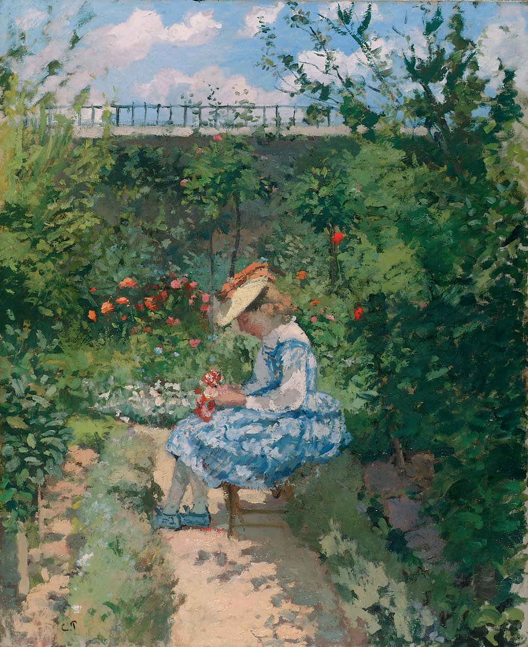 Jeanne v zahradě, Pontoise, kolem roku 1872 od Camille Jacob Pissarro