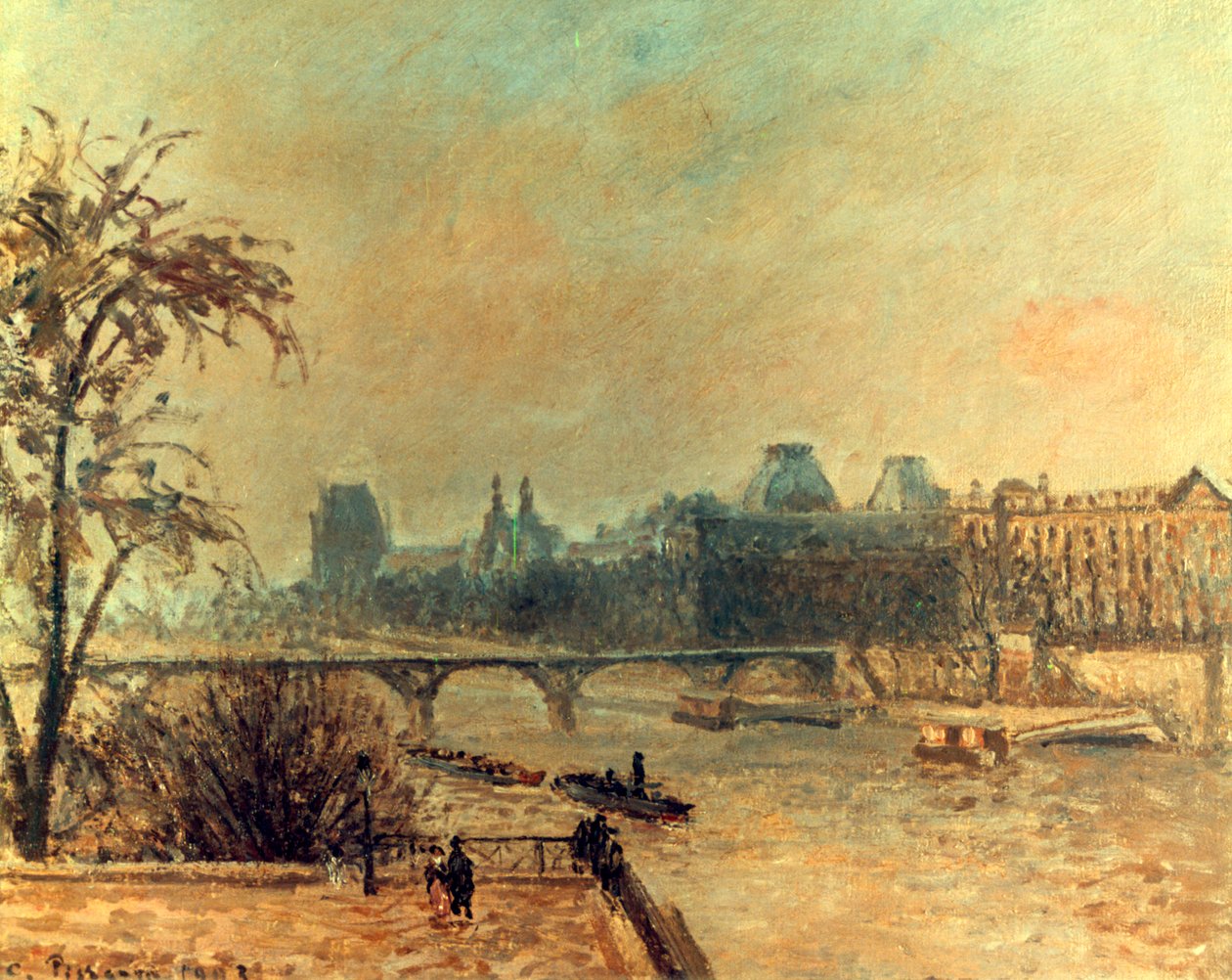 Seina a Louvre, Paříž, 1903 od Camille Jacob Pissarro