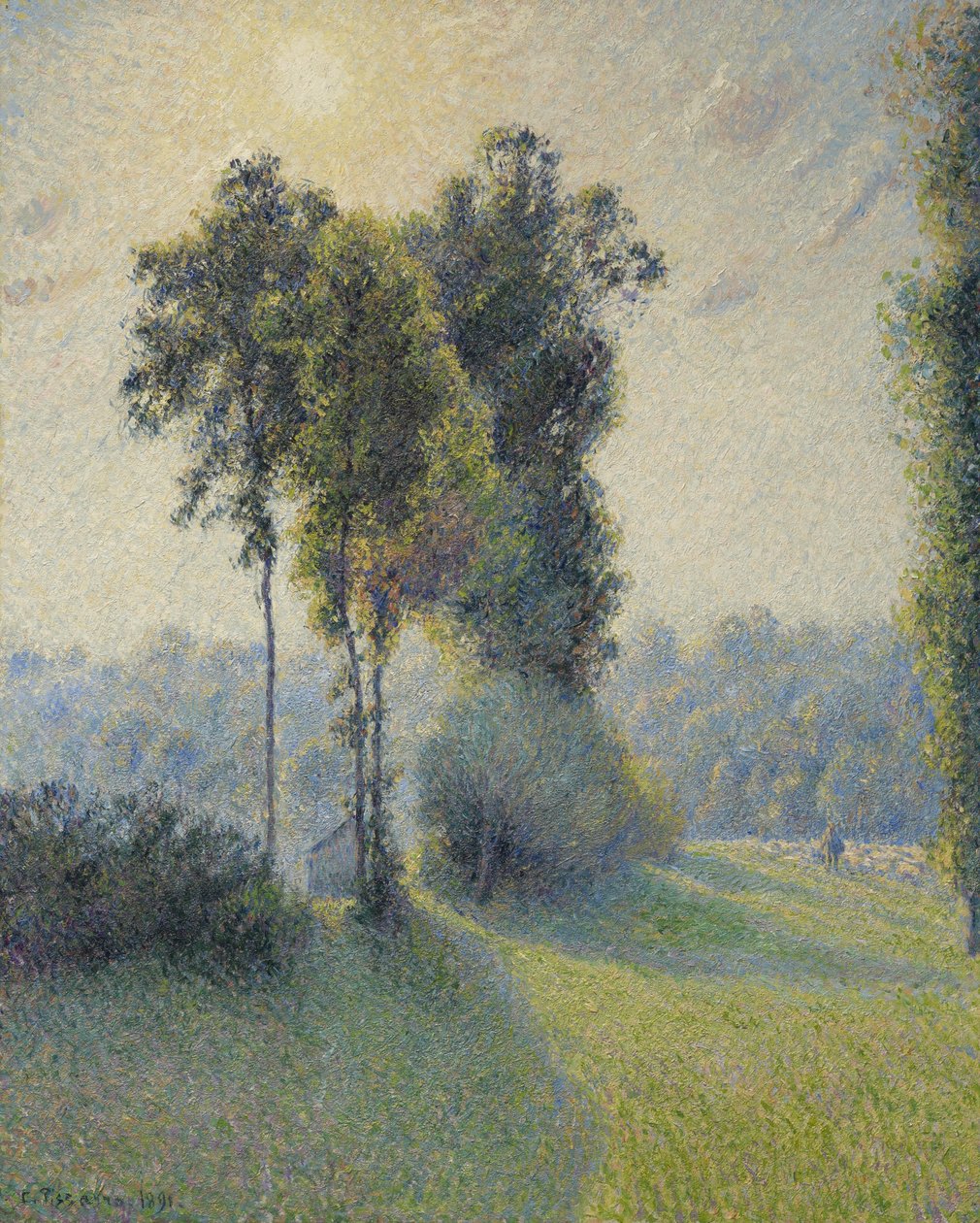 Krajina v Saint-Charles, poblíž Gisors, Západ slunce, 1891 od Camille Jacob Pissarro
