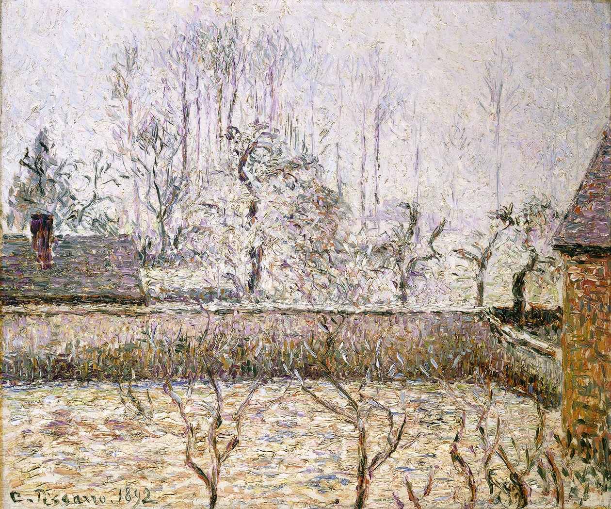 Krajina s mrazem a mlhou, Eragny; Krajina, mráz a mlha, Eragny, od Camille Jacob Pissarro