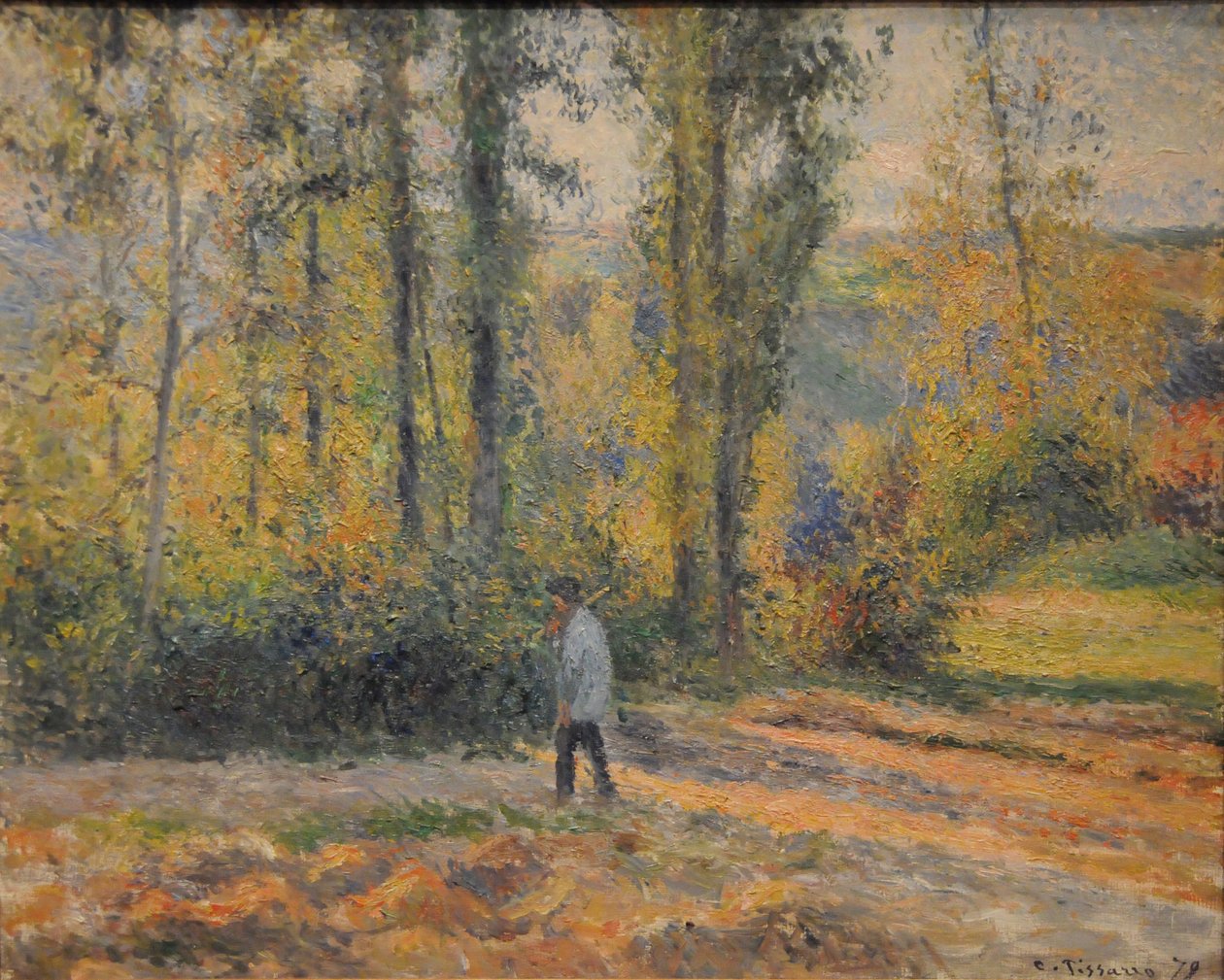 Krajina s lovcem, Pontoise Krajina v Pontoise s lovcem, 1879 od Camille Jacob Pissarro