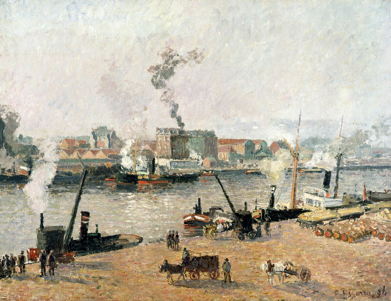 Mlhavé ráno, Rouen, 1896 od Camille Jacob Pissarro