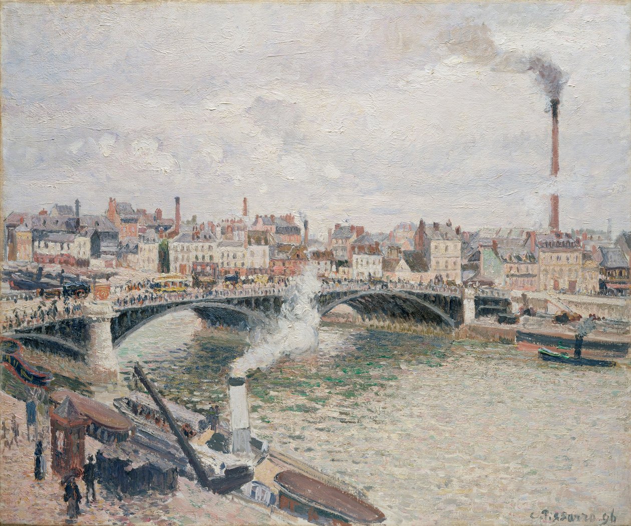 Ráno, zatažený den, Rouen, 1896 od Camille Jacob Pissarro