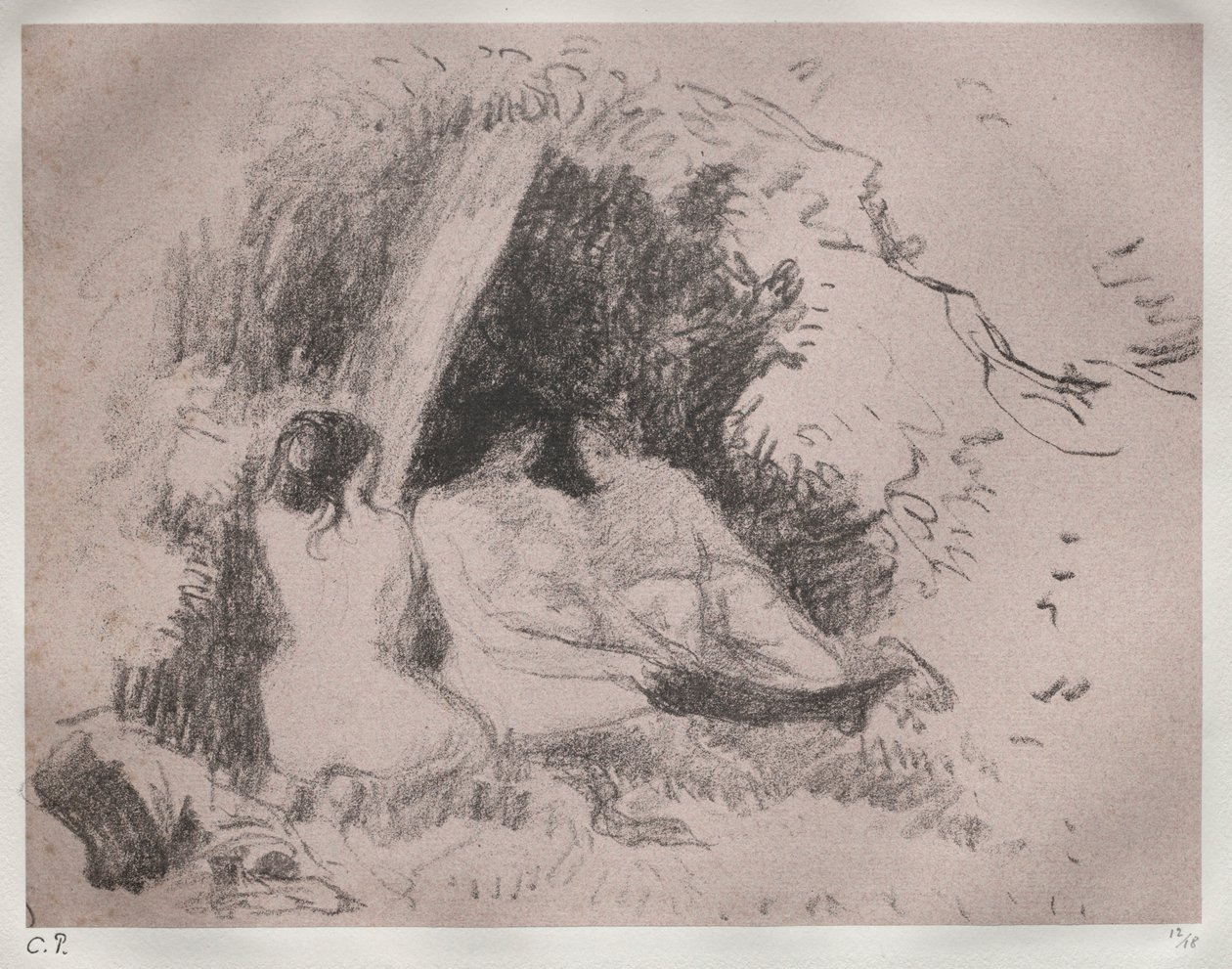Nahé ženy, c. 1896. od Camille Jacob Pissarro