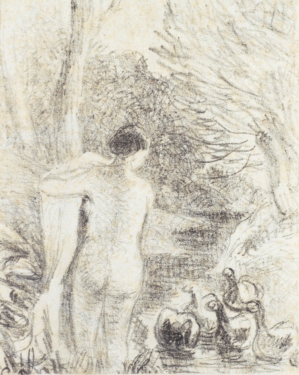 Nude with Swans, c.1895 (studie pro 258996) od Camille Jacob Pissarro