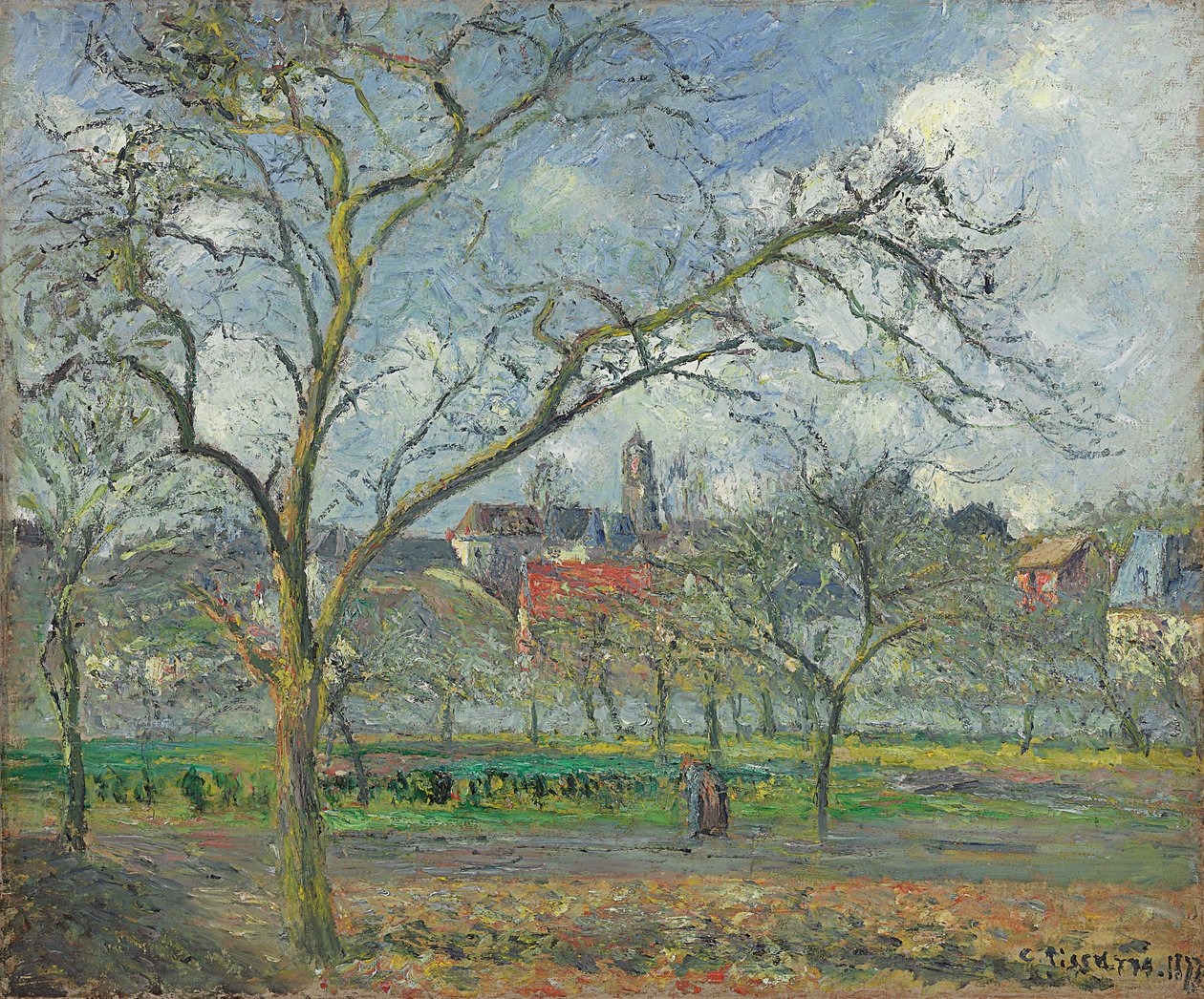Orchard v Saint-Ouen-l"Aumone v zimě; Orchard v Saint-Ouen-l"Aumone v zimě, 1877 od Camille Jacob Pissarro