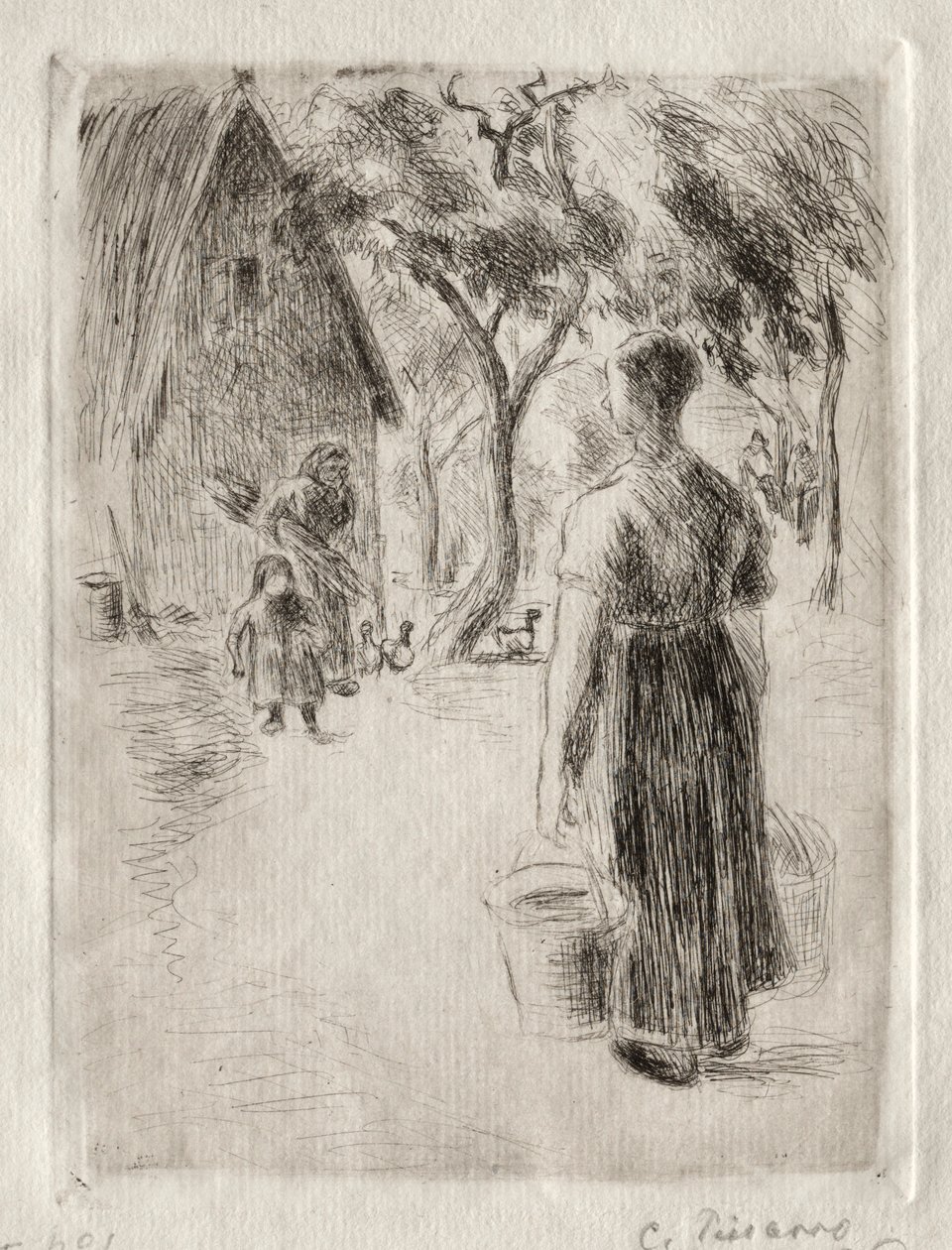 Selka nesoucí vědra, 1889. od Camille Jacob Pissarro