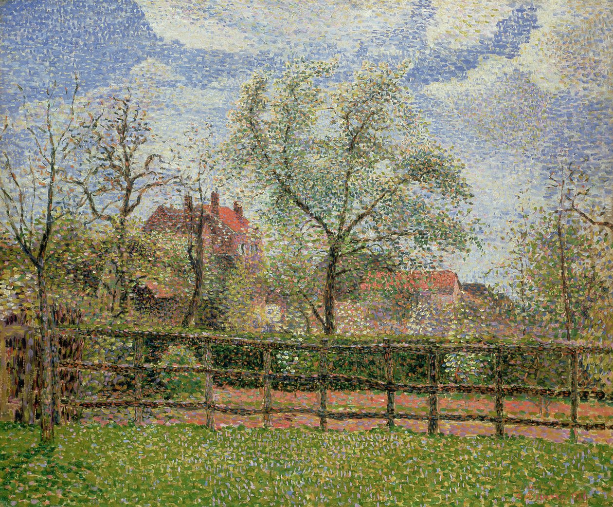 Hrušně a květiny v Eragny, ráno, 1886 od Camille Jacob Pissarro