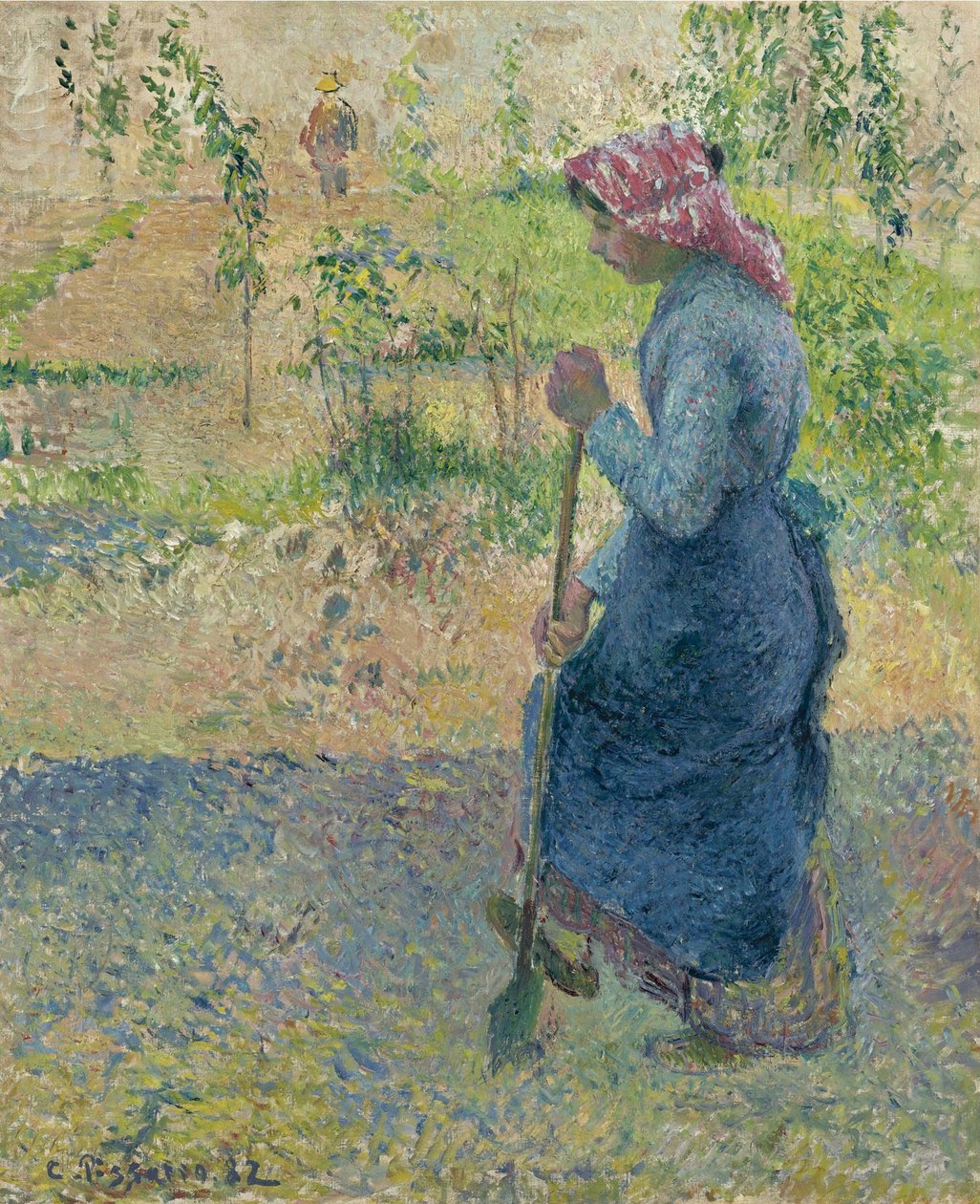 Rolnická dívka pracující, 1882 od Camille Jacob Pissarro