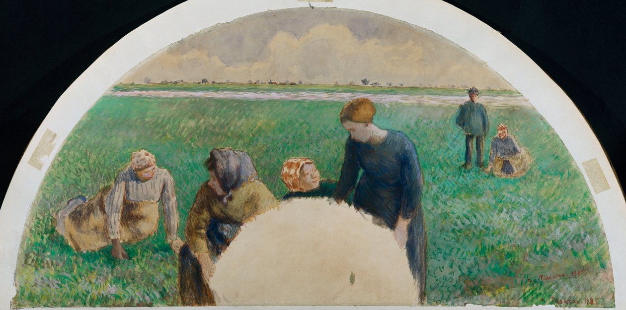 Rolníci sbírají trávu, 1885 od Camille Jacob Pissarro