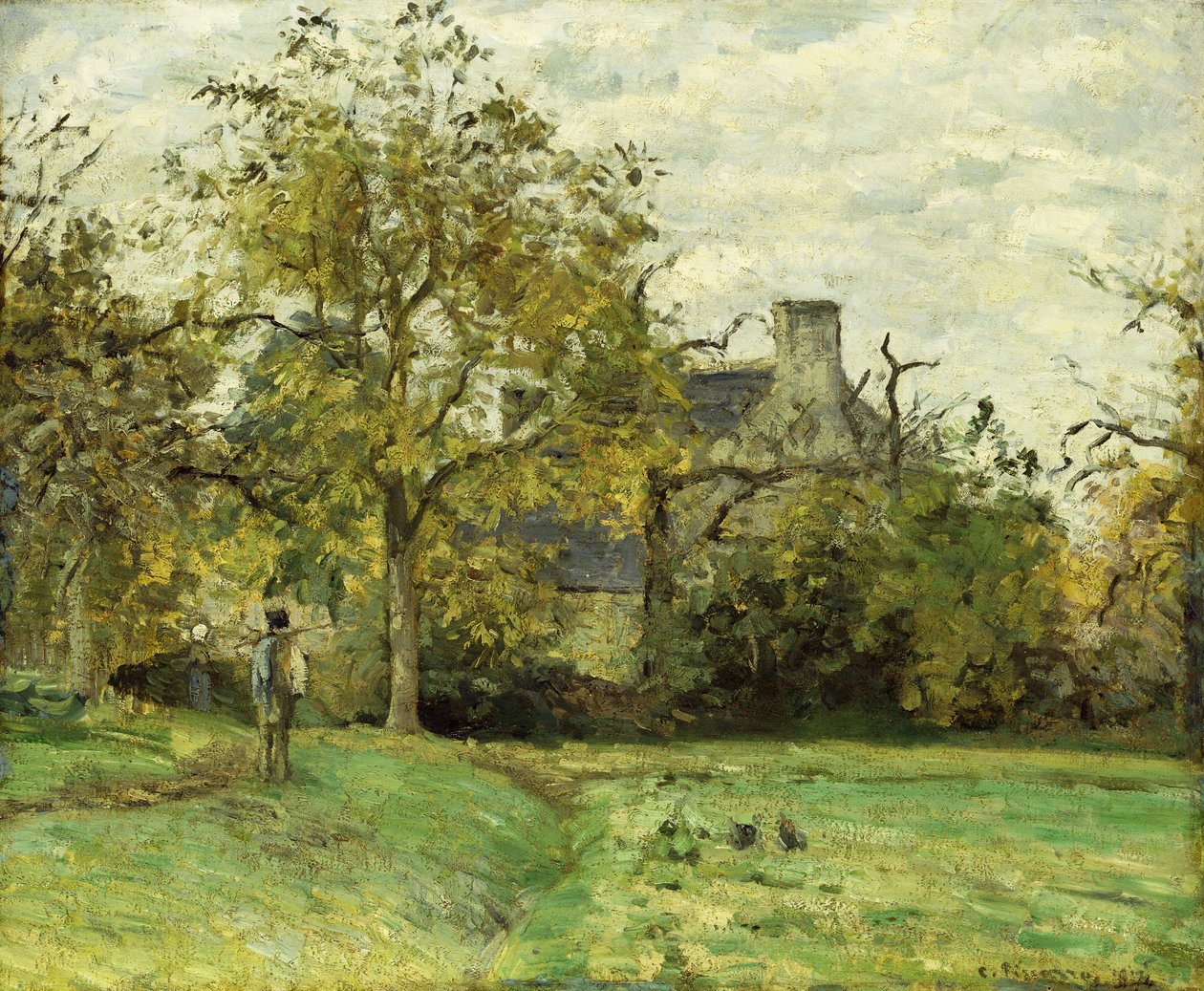 Pietteův dům v Montfoucault; La Maison de Piette a Montfoucault, 1874 od Camille Jacob Pissarro