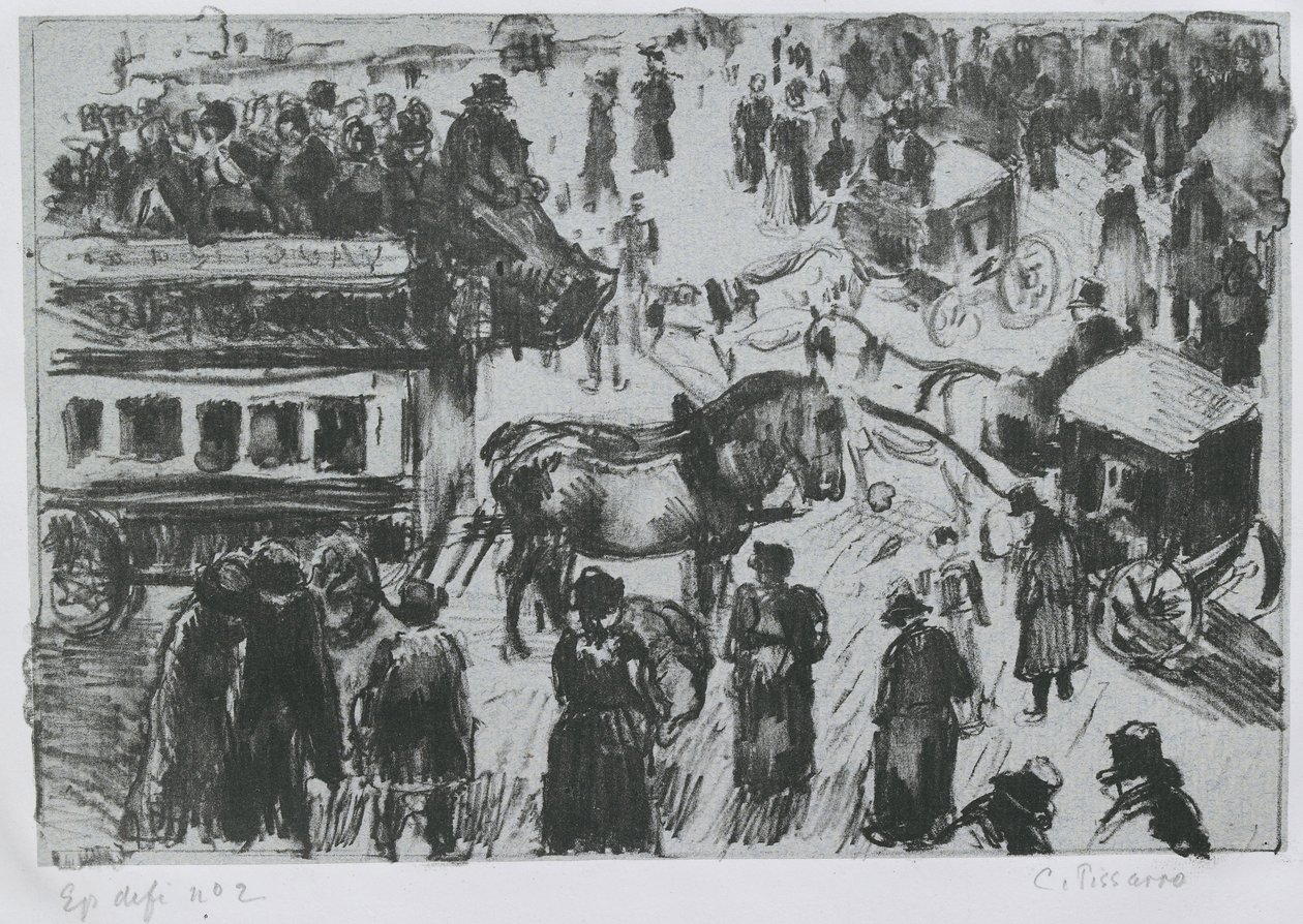 Place du Havre, v Paříži, c. 1897 (litografie na zinku) od Camille Jacob Pissarro