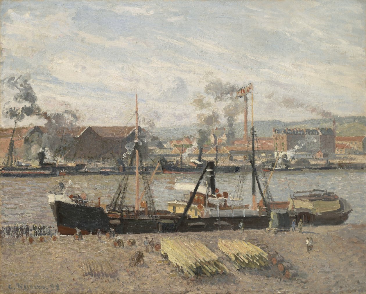 Přístav Rouen, vykládka dřeva, 1898 od Camille Jacob Pissarro