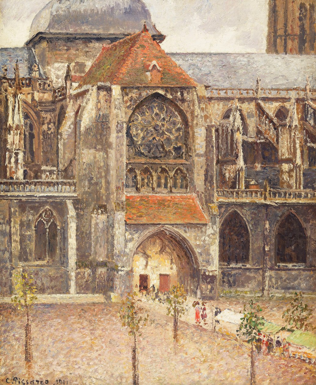 Portál kostela Saint-Jacques v Dieppe; Portál kostela Saint-Jaques v Dieppe, 1901 od Camille Jacob Pissarro