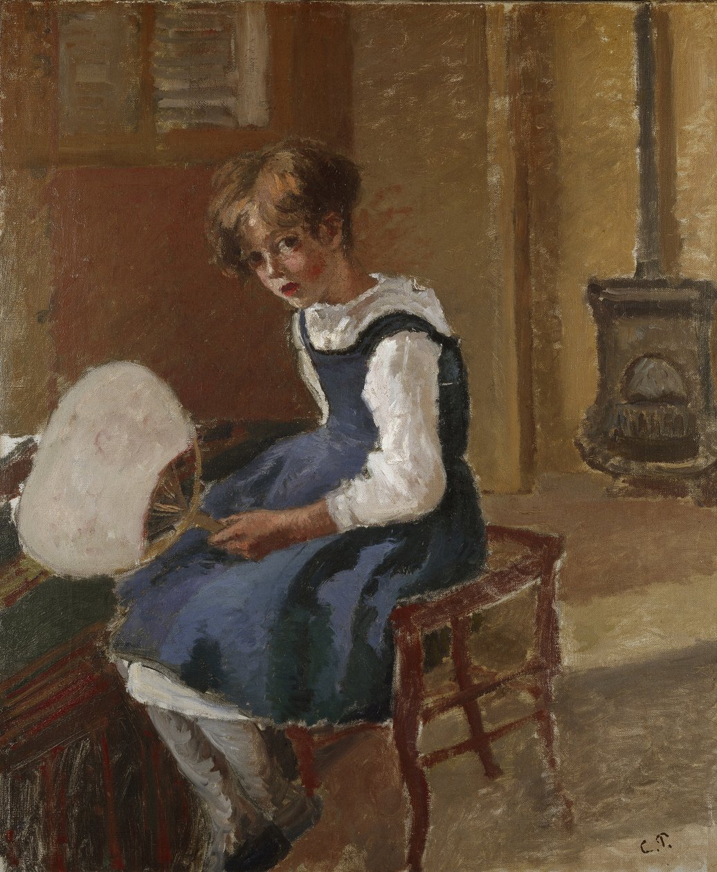 Portrét Jeanne Holding a Fan, 19. století od Camille Jacob Pissarro